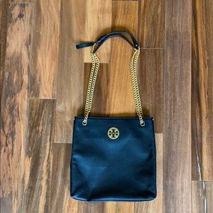 Tory Burch black pebbled leather bag.